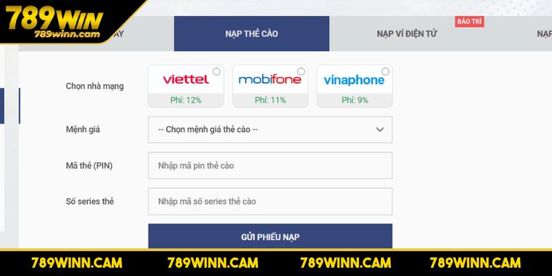Nạp Tiền 789WIN Trải Nghiệm Thế Giới Giải Trí Đỉnh Cao 3 Hướng dẫn nạp tiền 789WIN bằng thẻ cào điện thoại